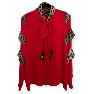 Just Cavalli Roberto Cavalli Silk Ruffle Button Down Blouse, NWT, Sz 40